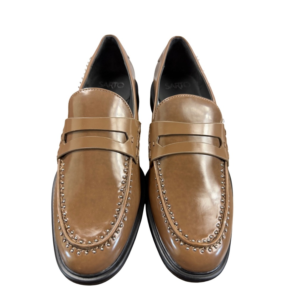 Sarto by Franco Sarto A-Eden Studs Brown Penny Loafers Shoes Womens 8.5 M NIB